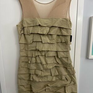 Elegant Olive Green Ruffle Dress